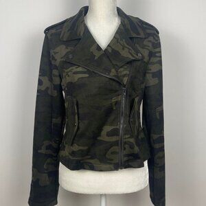 Sanctuary Camo Moto Jacket Faux Suede Size L NWT